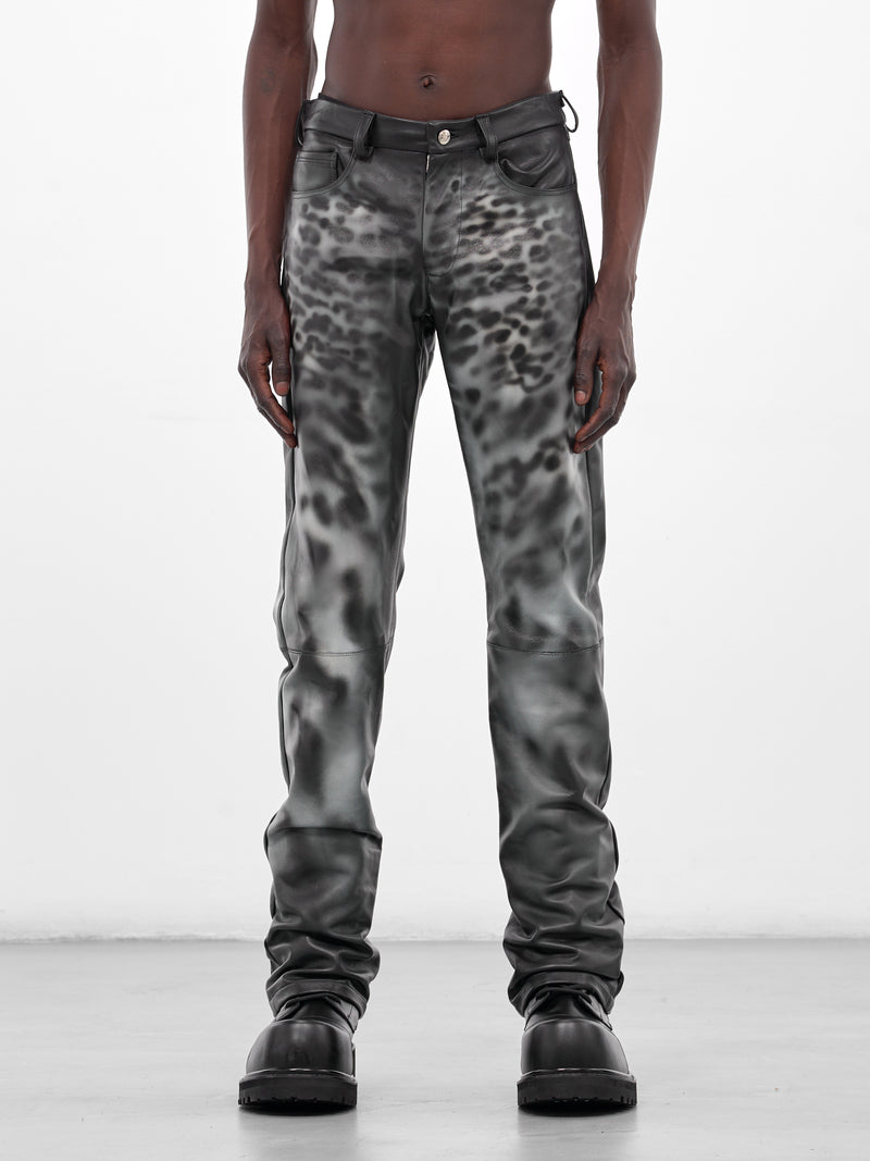 Black Leather Leopard Print Pants (LEOPARD-PANTS-BLACK)