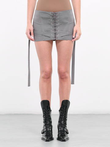 ミニスカート PAROSH Women Mini Skirts D620654PL P PAROS 037 GREY P.A.R.O.S.H. Dark grey midi skirt with micro sequins