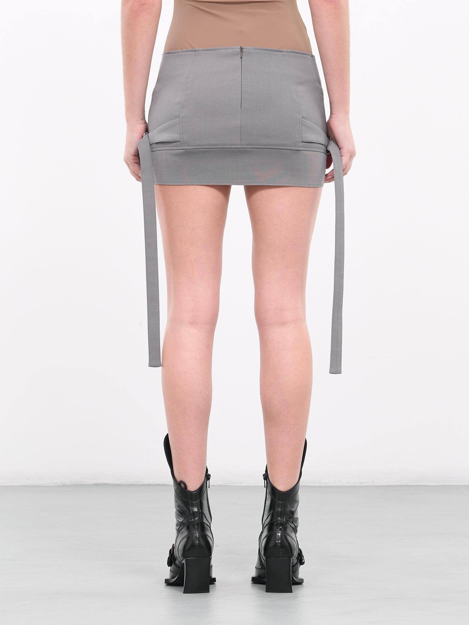 Lace-Up Mini Skirt (LETHS0-GREY)