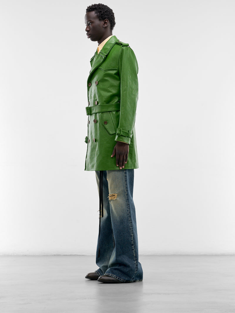 Green Leather Leverton Trench Coat (LEVERTON-SAMPHIRE-GREEN)
