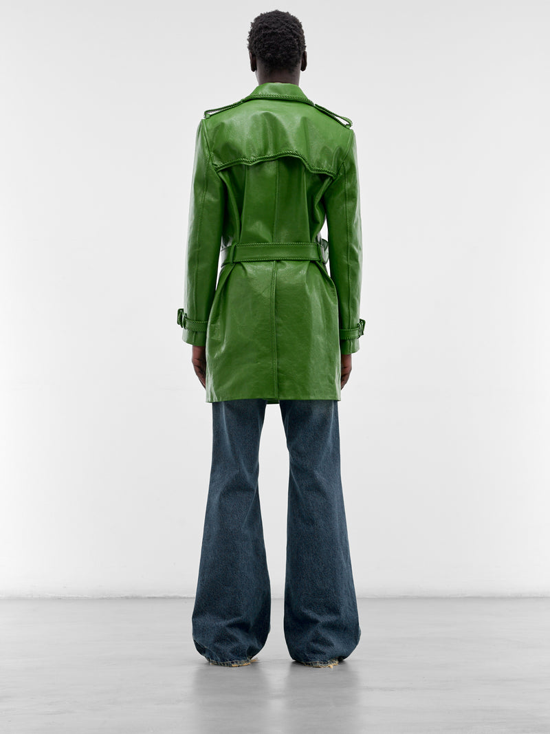 Green Leather Leverton Trench Coat (LEVERTON-SAMPHIRE-GREEN)