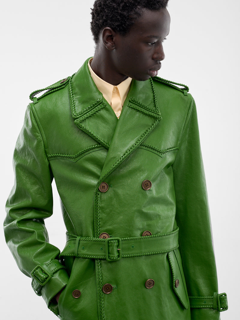 Green Leather Leverton Trench Coat (LEVERTON-SAMPHIRE-GREEN)