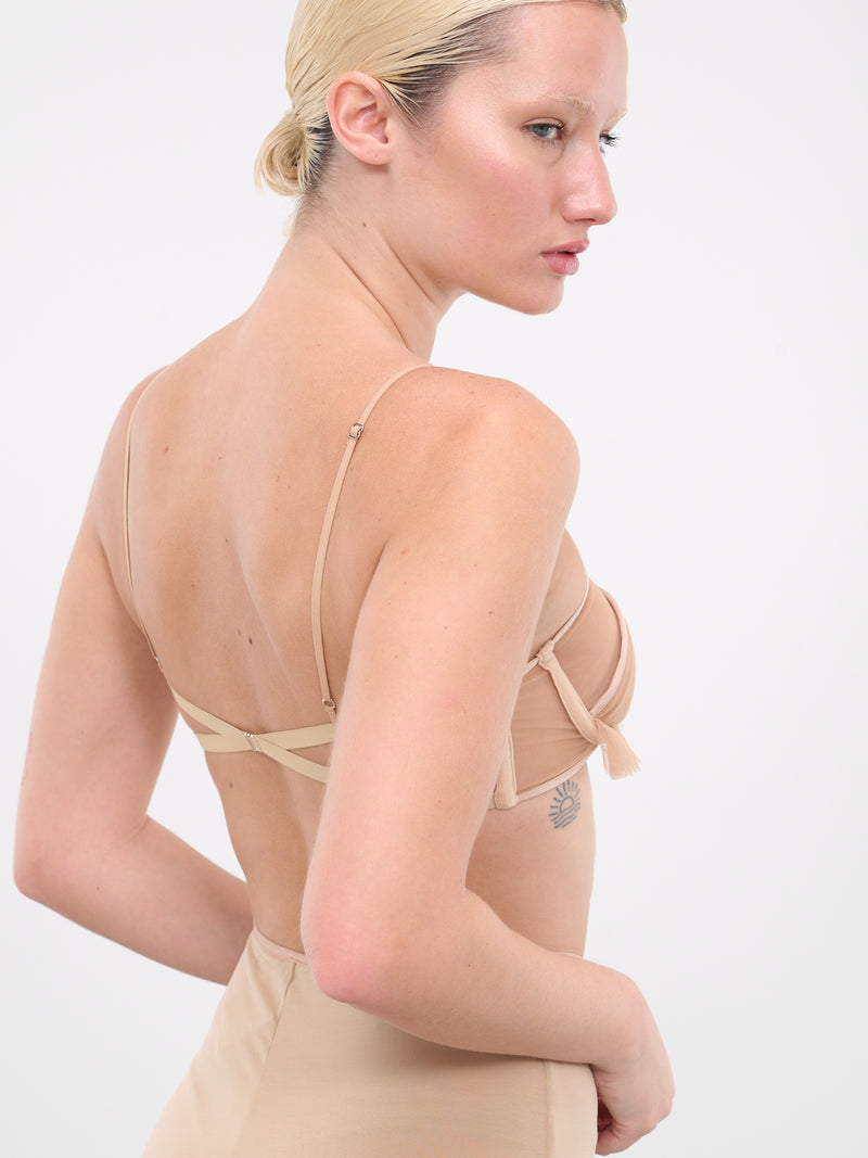 Tulle Appliqué Bra (LIN010-BEIGE)