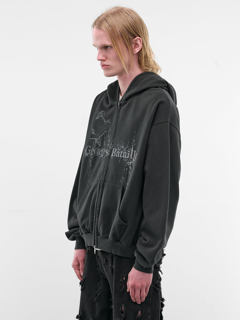 Black Bataille Graphic Zip Hoodie (LKSS26-BATAILLE-WASHED-BLACK)
