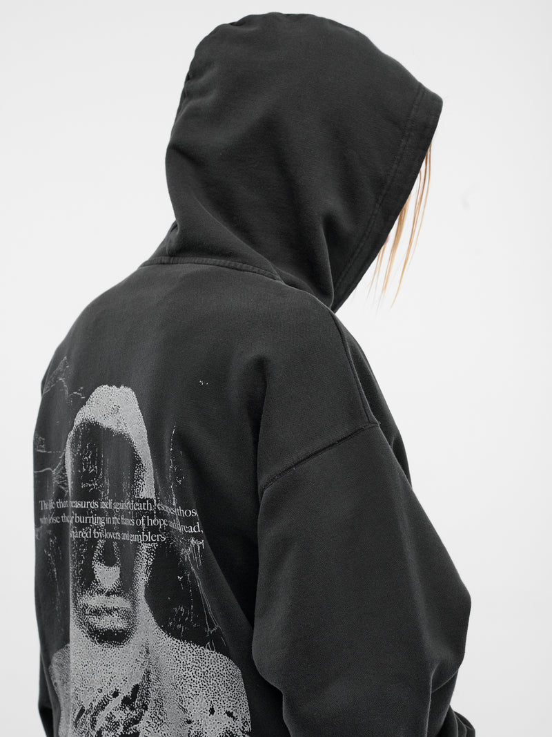 Black Bataille Graphic Zip Hoodie (LKSS26-BATAILLE-WASHED-BLACK)