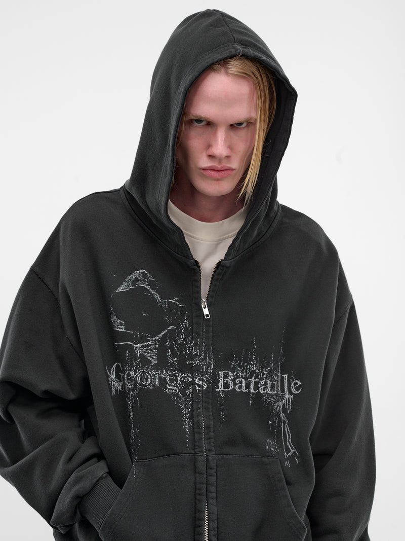 Black Bataille Graphic Zip Hoodie (LKSS26-BATAILLE-WASHED-BLACK)