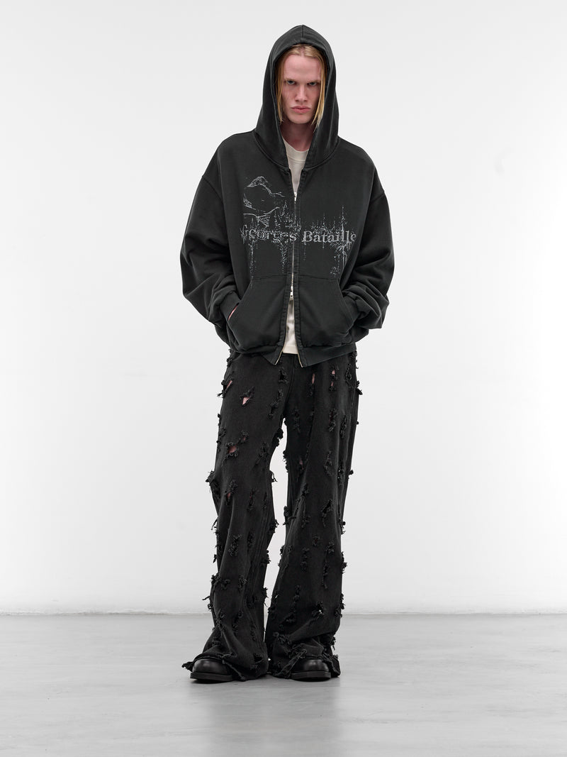 Black Bataille Graphic Zip Hoodie (LKSS26-BATAILLE-WASHED-BLACK)