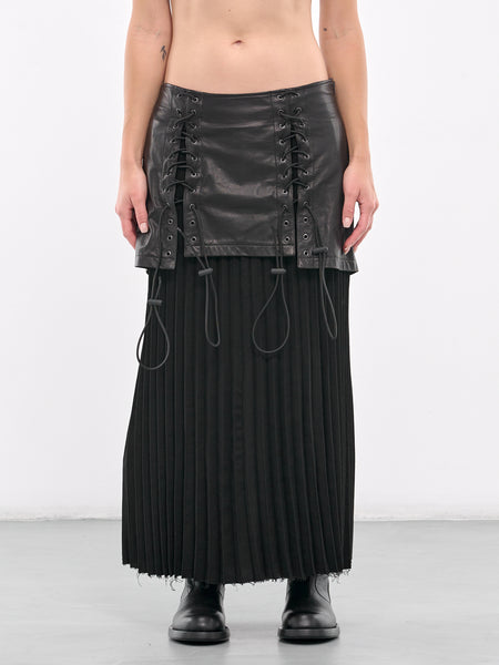 Lace-Up Detail Skirt (LO-S05-112-BLACK)