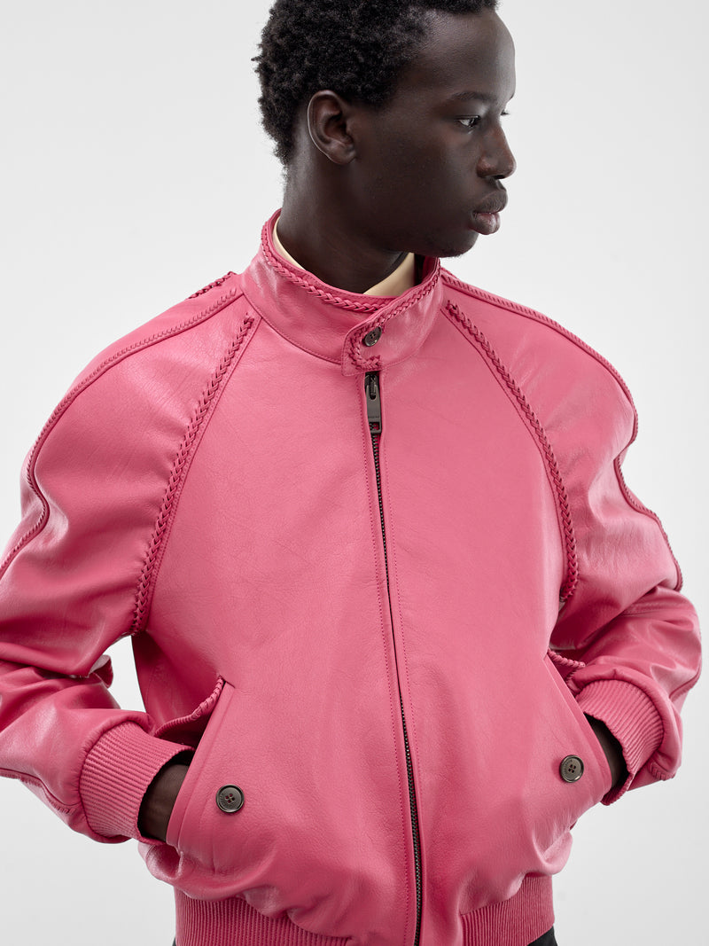 Pink Leather Locksley Harrington Jacket (LOCKSLEY-NOUGAT-PINK)