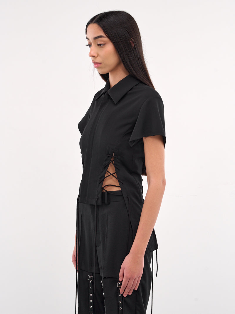 Gabardine Lace-Up Shirt Jacket (LP-J03-111-1-BLACK)