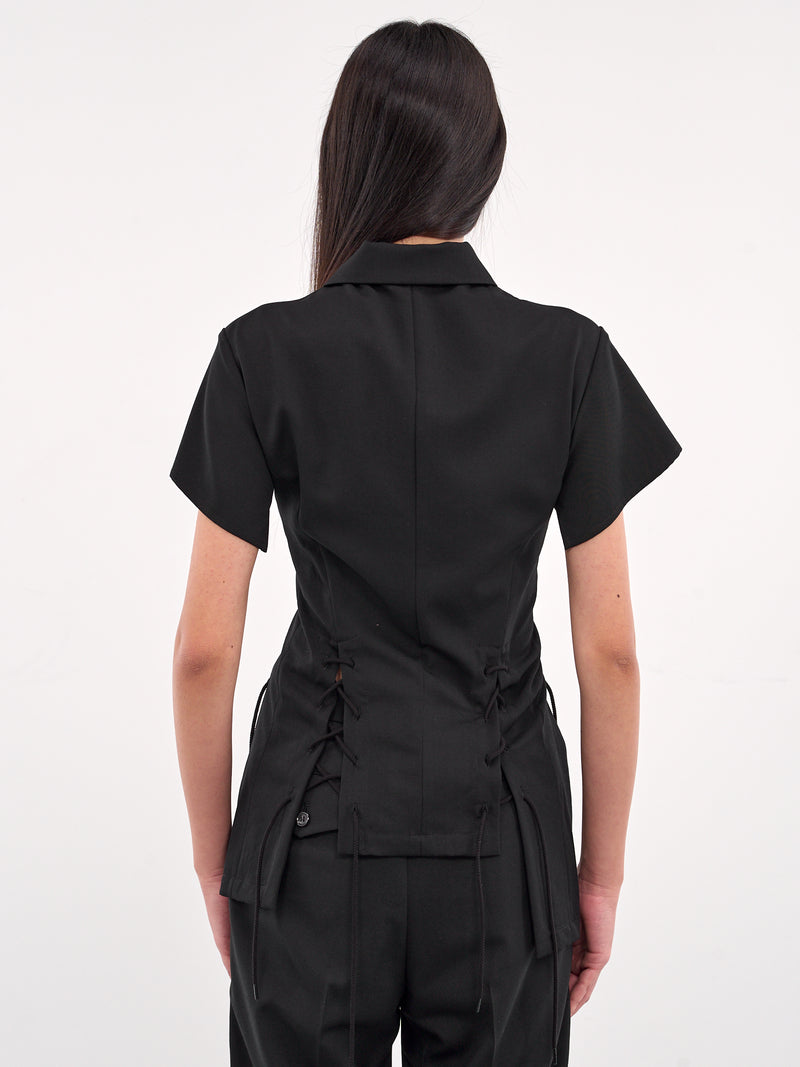 Gabardine Lace-Up Shirt Jacket (LP-J03-111-1-BLACK)