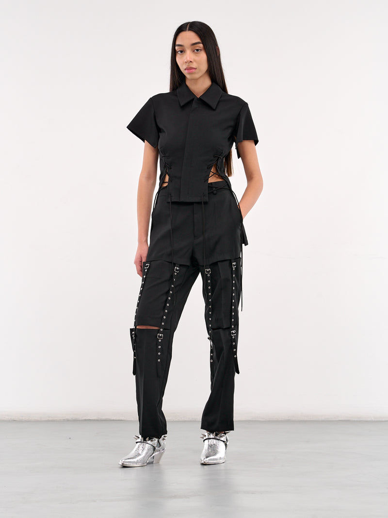 Gabardine Lace-Up Shirt Jacket (LP-J03-111-1-BLACK)
