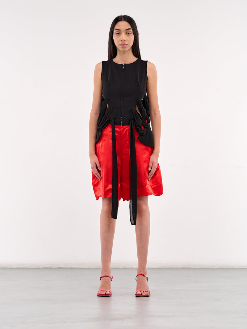 Gauze Ribbon Lace-Up Vest (LP-Y03-209-1-BLACK)