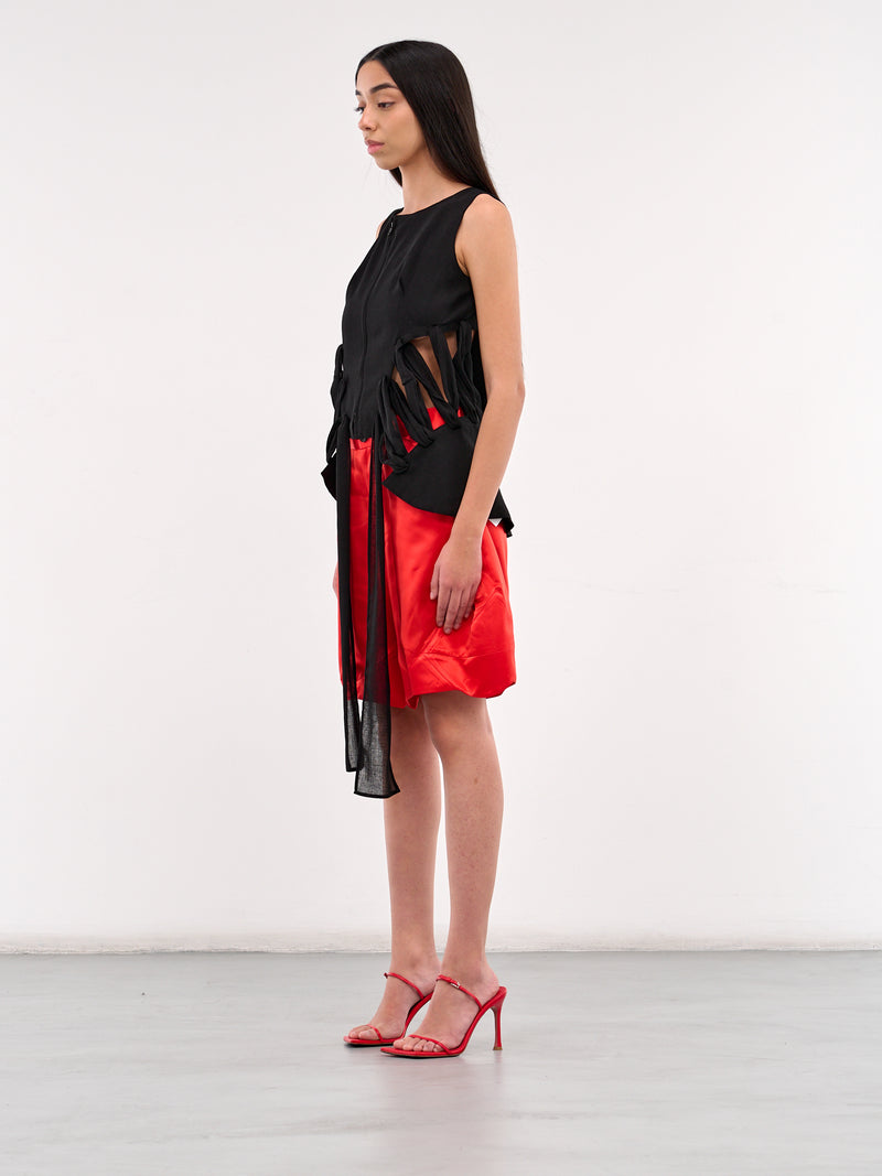 Gauze Ribbon Lace-Up Vest (LP-Y03-209-1-BLACK)