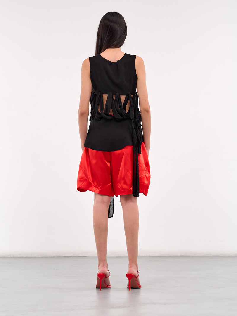 Gauze Ribbon Lace-Up Vest (LP-Y03-209-1-BLACK)