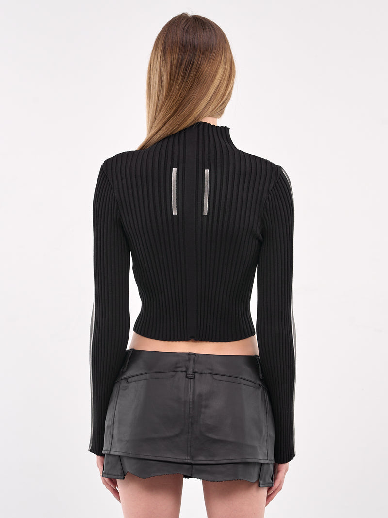 Dirty Knit Zip Up Sweater (LR251KKNZK01-BLACK)