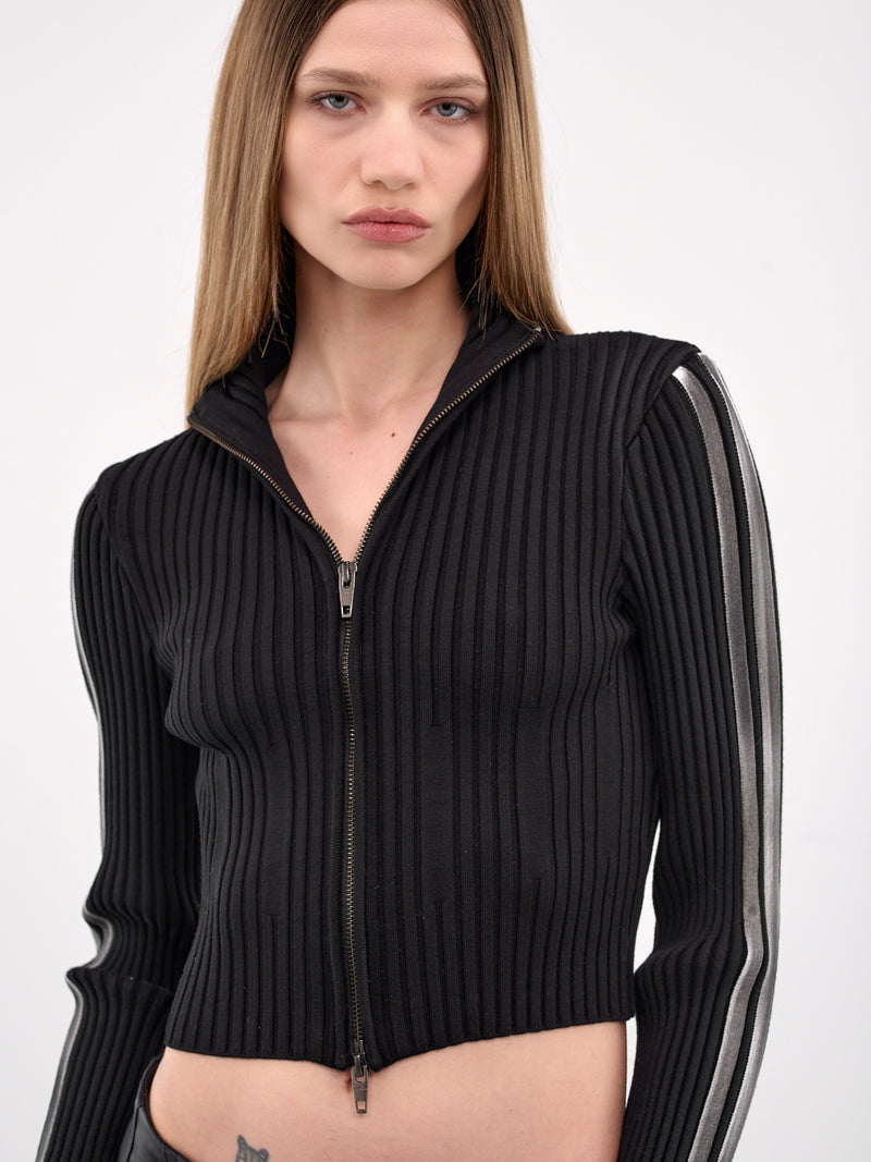 Dirty Knit Zip Up Sweater (LR251KKNZK01-BLACK)