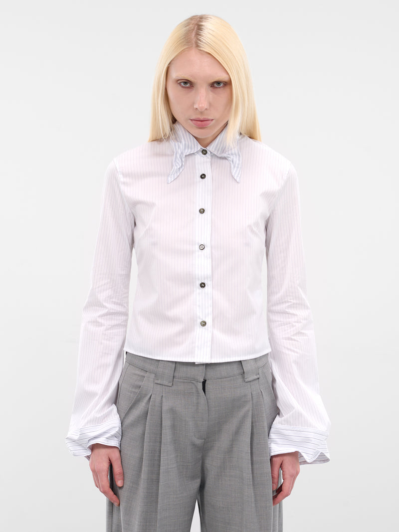 White Striped Wrinkled Luis Shirt (LUIS-SHIRT-WHITE-BLUE)