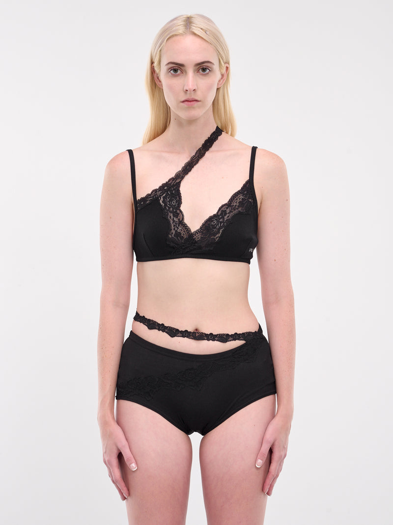Asymmetric Lace Trim Bra (LV-UND002-BLACK)