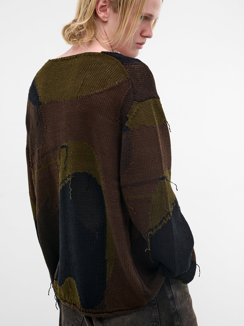 Camo Intarsia Rigid Popover Sweater (M2263RO-CAMO-COTTON-RAFIA)