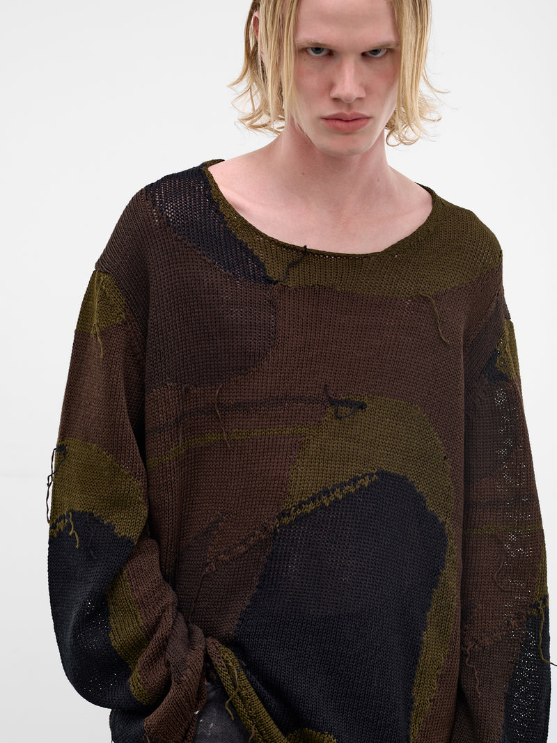 Camo Intarsia Rigid Popover Sweater (M2263RO-CAMO-COTTON-RAFIA)