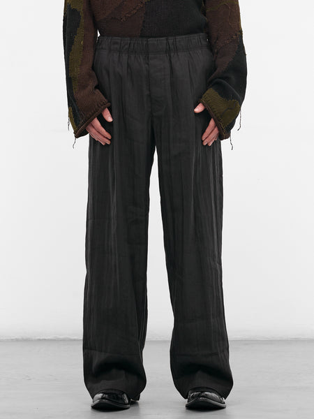 AtLast&Co WORK TROUSERS ブラック Black Tech-Flax Leisure Trousers (M2264LS-SOOT-BLACK-TECHFLAX)