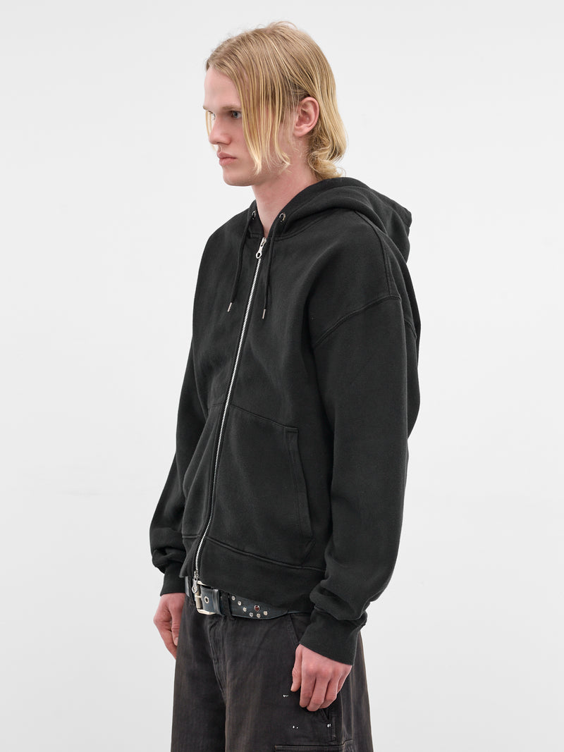 Black Cotton Rascal Zip Hoodie (M2266RW-WASHED-BLACK-STAR-FLEE)