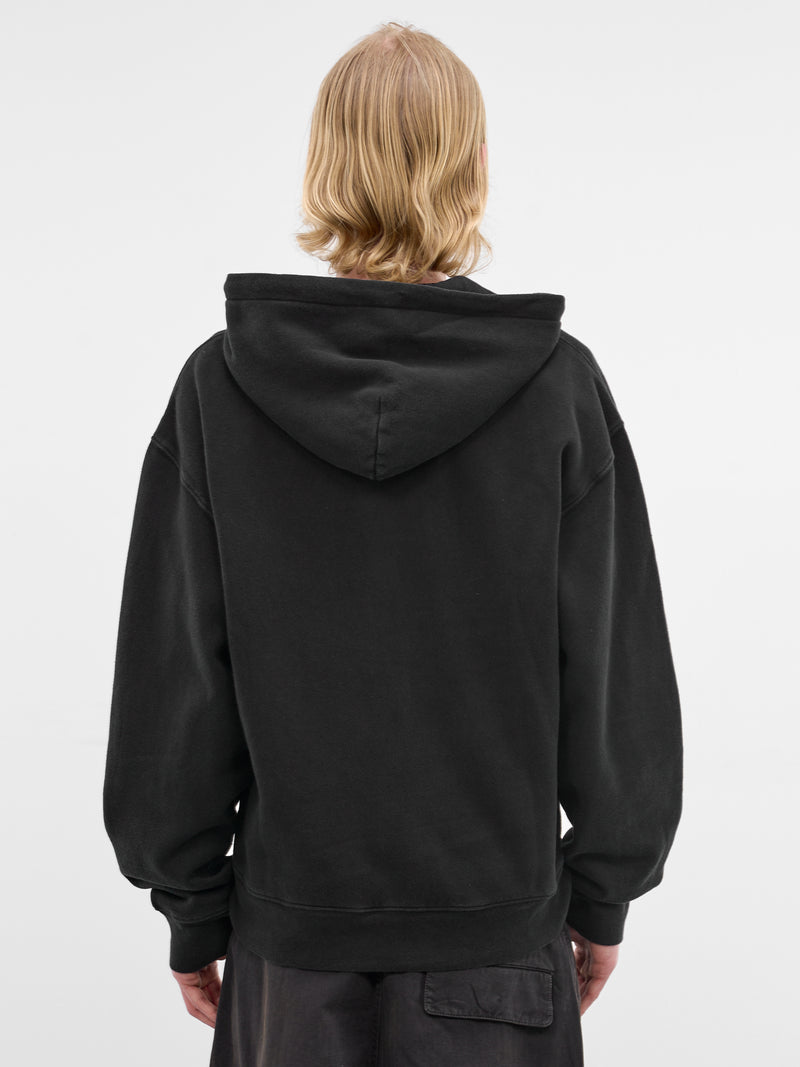 Black Cotton Rascal Zip Hoodie (M2266RW-WASHED-BLACK-STAR-FLEE)