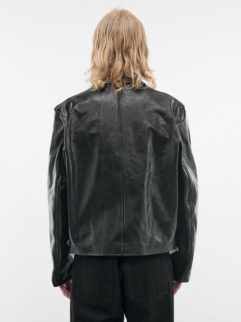 Black Leather Mini Jacket (M4239MTD-TOP-DYED-BLACK)