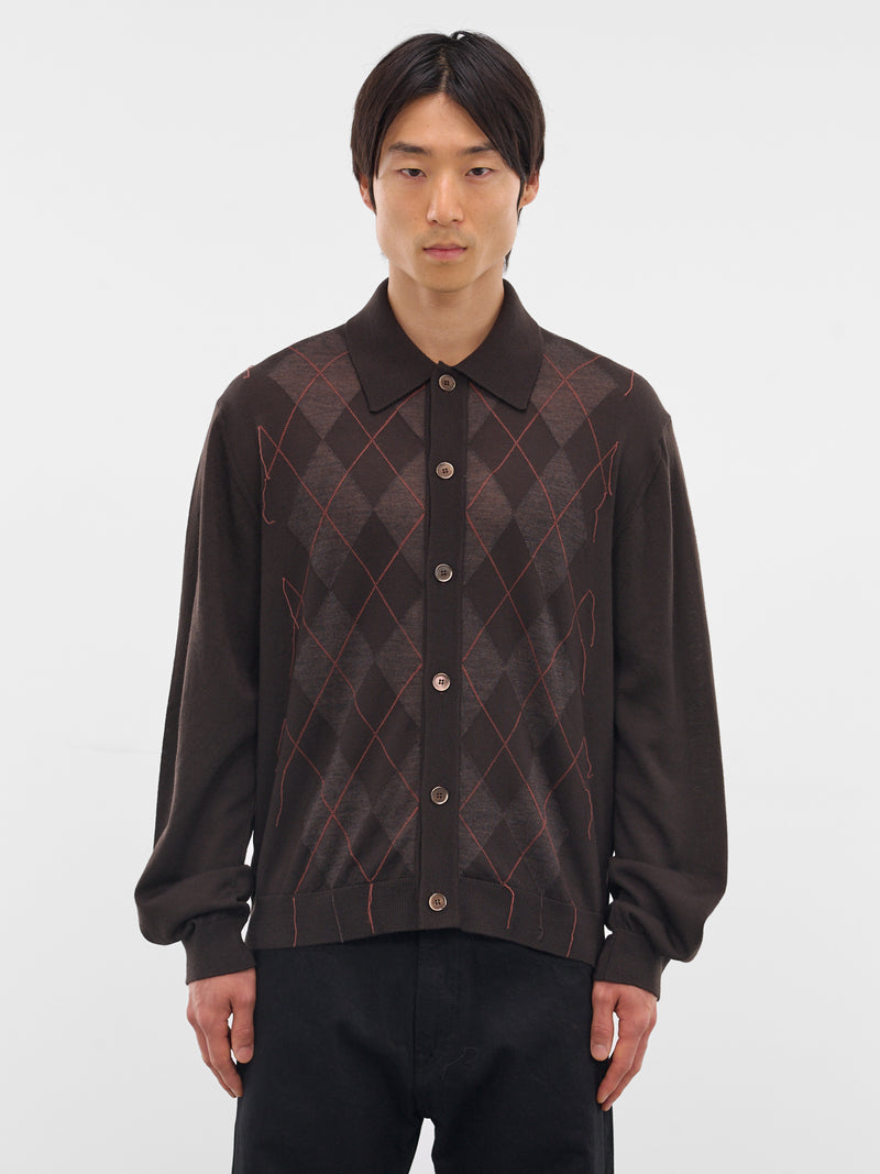 Argyle Knit Evening Polo Sweater (M4253EP-PUB-ARGYLE)