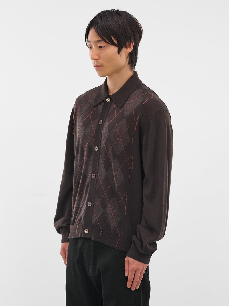 Argyle Knit Evening Polo Sweater (M4253EP-PUB-ARGYLE)