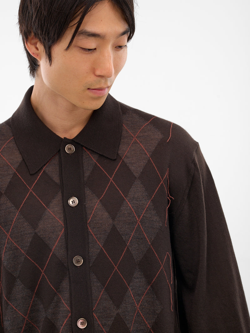 Argyle Knit Evening Polo Sweater (M4253EP-PUB-ARGYLE)