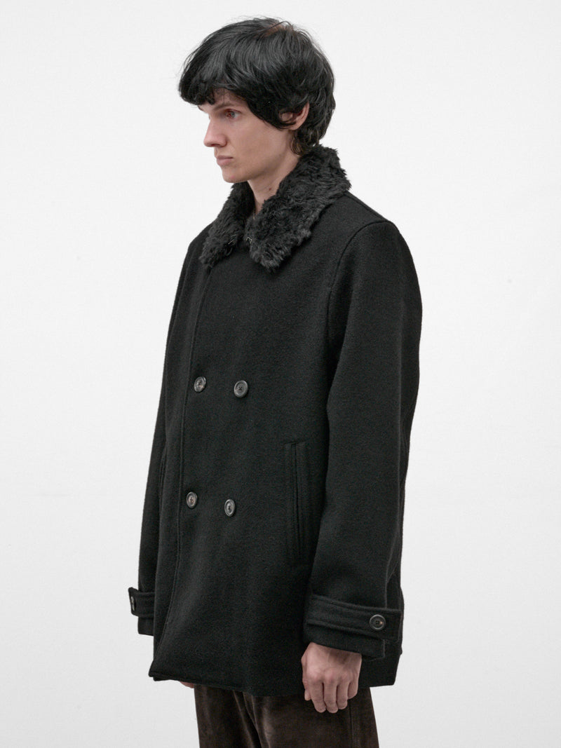 Black Wool Wage Peacoat (M4261WBS-BLACK-STAMPED)