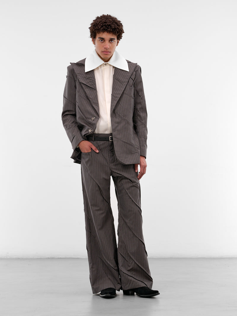 Gray Maestria Pleated Pinstripe Trousers (MAESTRIA-PANTS-PINSTRIPED-GREY)