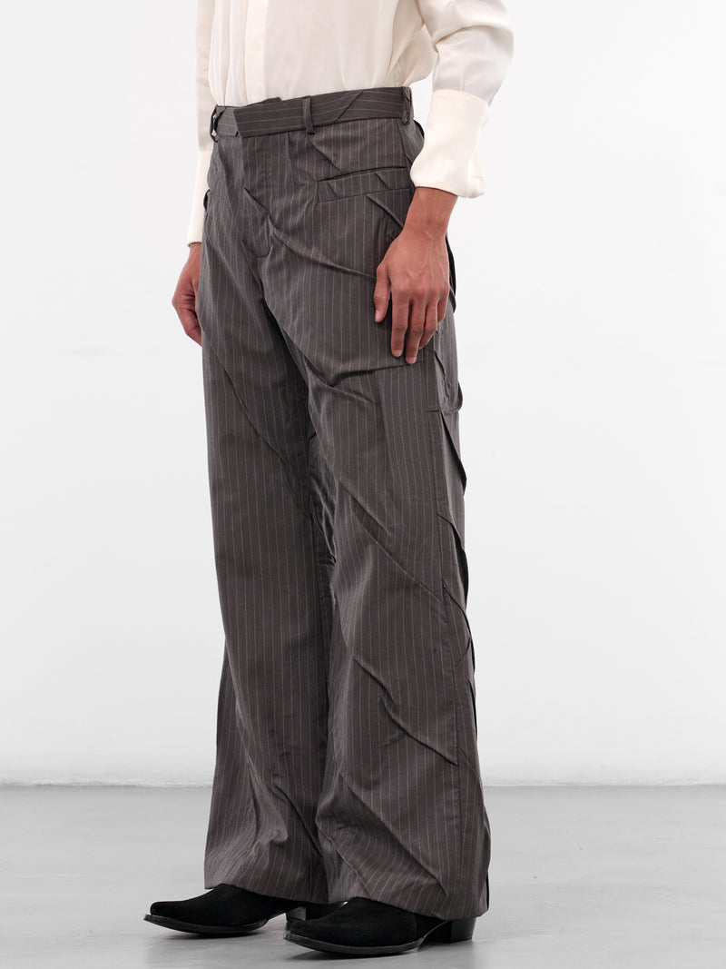 Gray Maestria Pleated Pinstripe Trousers (MAESTRIA-PANTS-PINSTRIPED-GREY)
