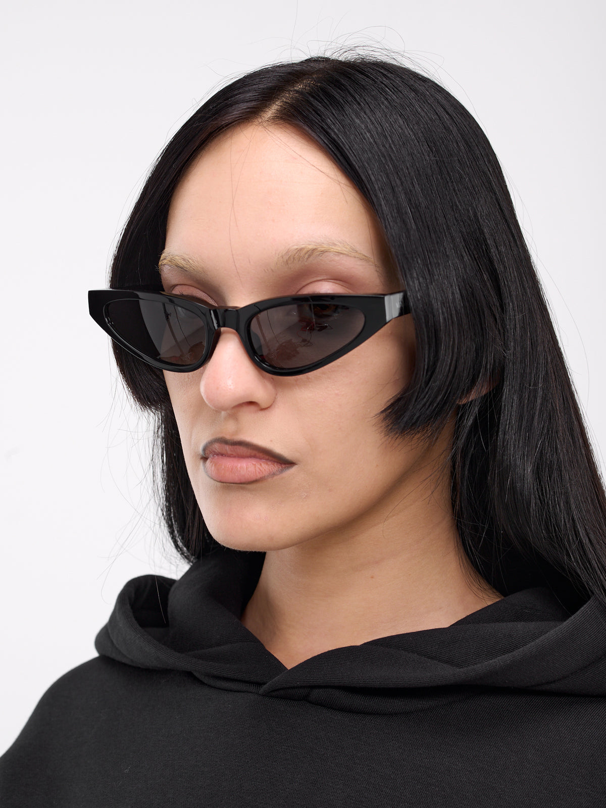 Magda Butrym Cat Eye Sunglasses (MAGDA24C1SUN-BLACK-SILVER-GREY)