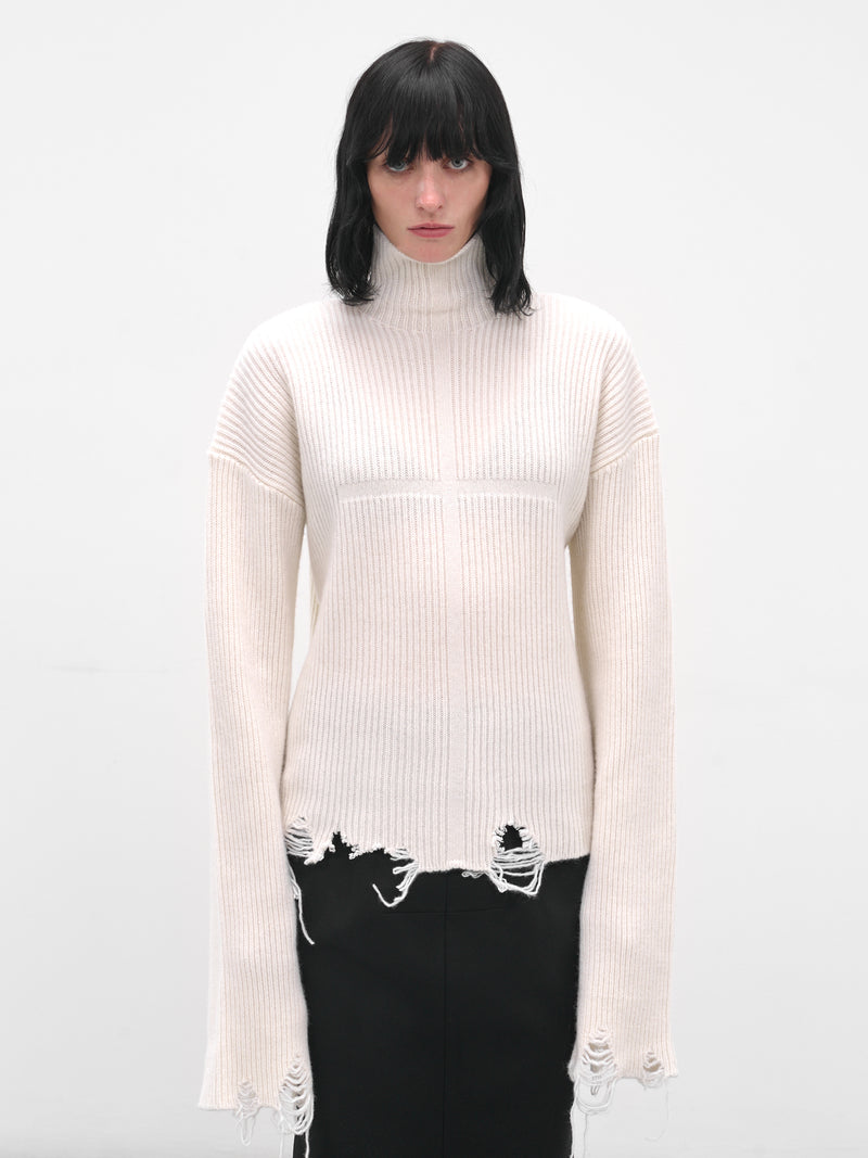 White Chalet Distressed Knit Sweater (MAT01N001-TOILE)