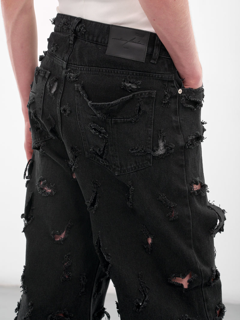 The Black Destroyed Flare Jeans (MAT01P103-SCLERA-BLACK)