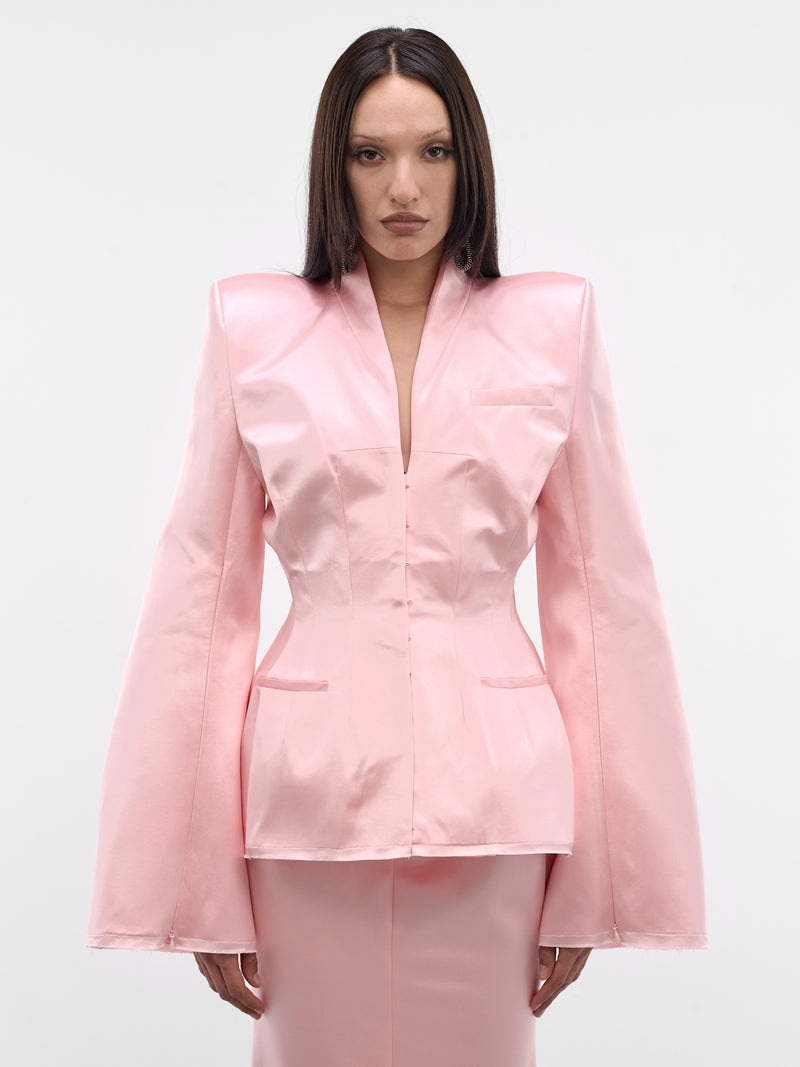 Pink Madame R. Silk Blazer (MAT02J103-ROSE-PINK)