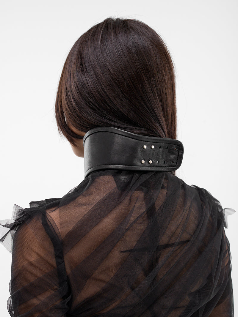 Black Molinier Padlock Leather Collar (MAT02K040-SCLERA-BLACK)