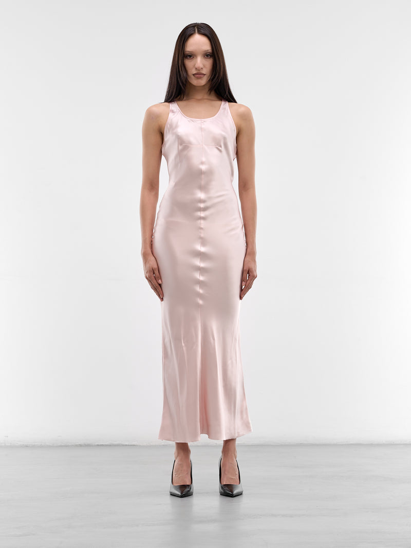 Rose Pink Satin Slip Dress (MAT02O103-ROSE-PINK)