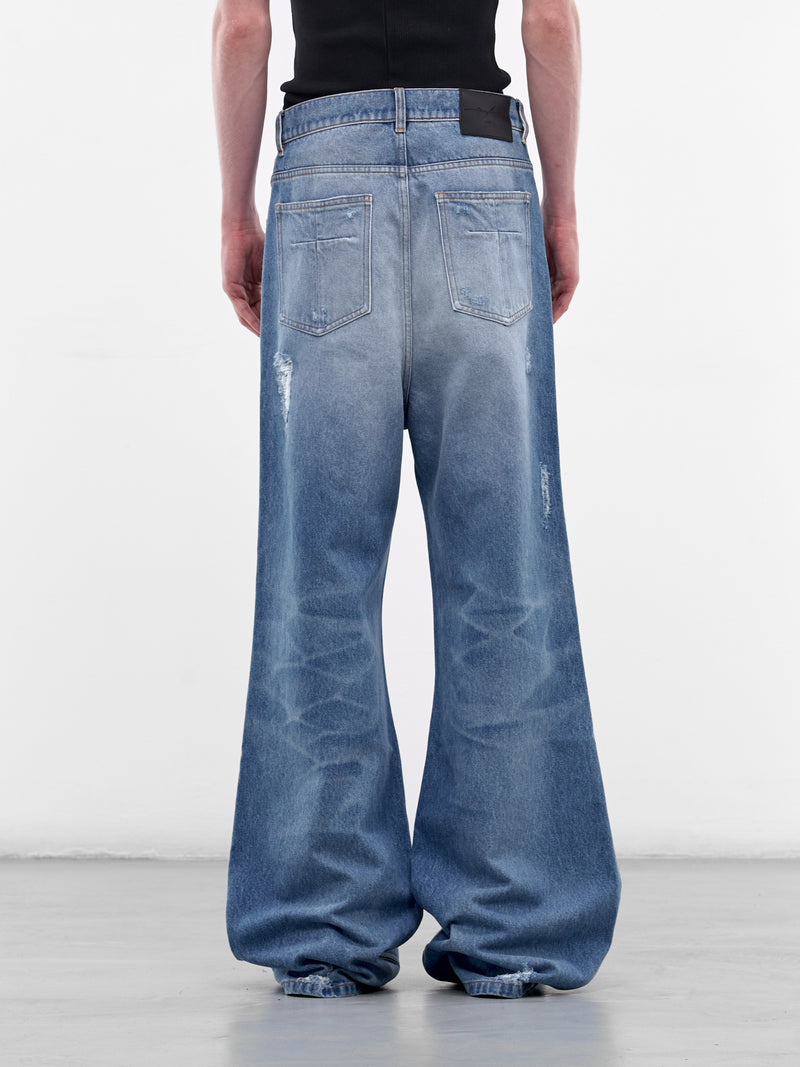 Blue Distressed Denim Slack Jeans (MAT02P004-BLUE)