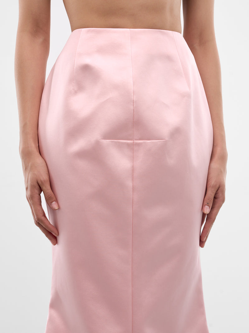Pink Silk Flared Midi Skirt (MAT02SK103-ROSE-PINK)