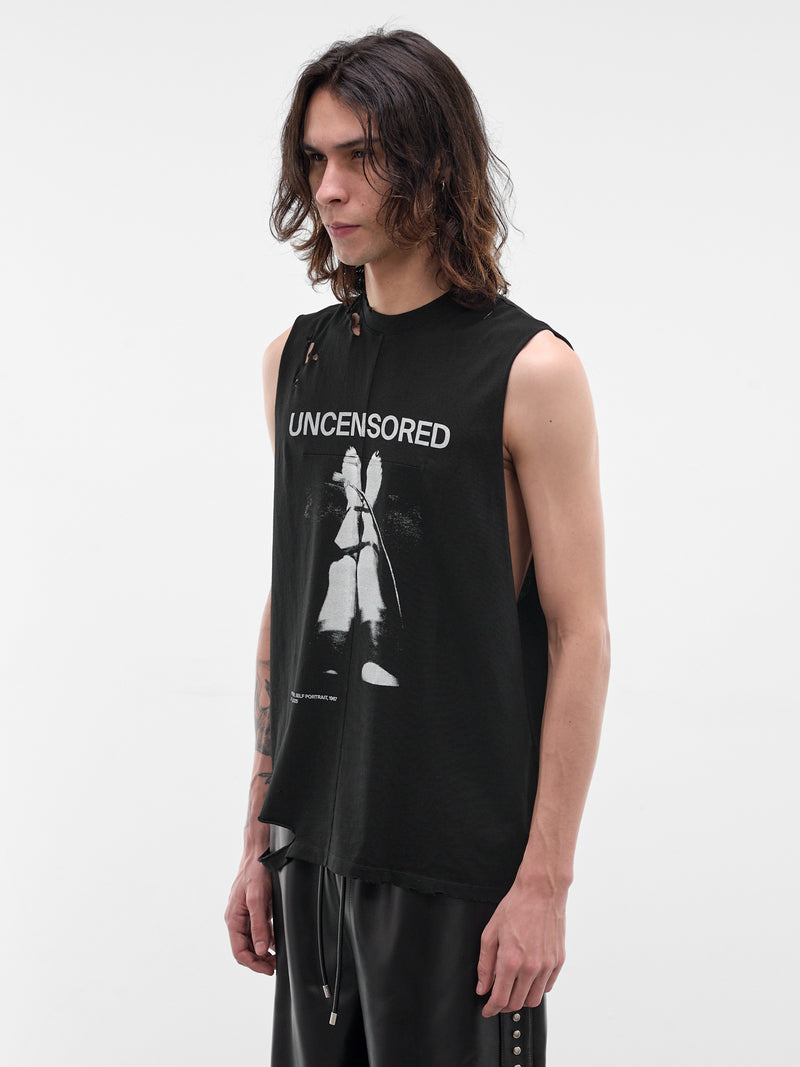 Black Cotton Fetische Cut-Off Tank (MAT02T002*SCLERA-BLACK)