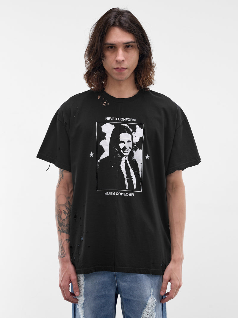 Black Cotton Graphic Hannah Tee (MAT02T006-SCLERA-BLACK)