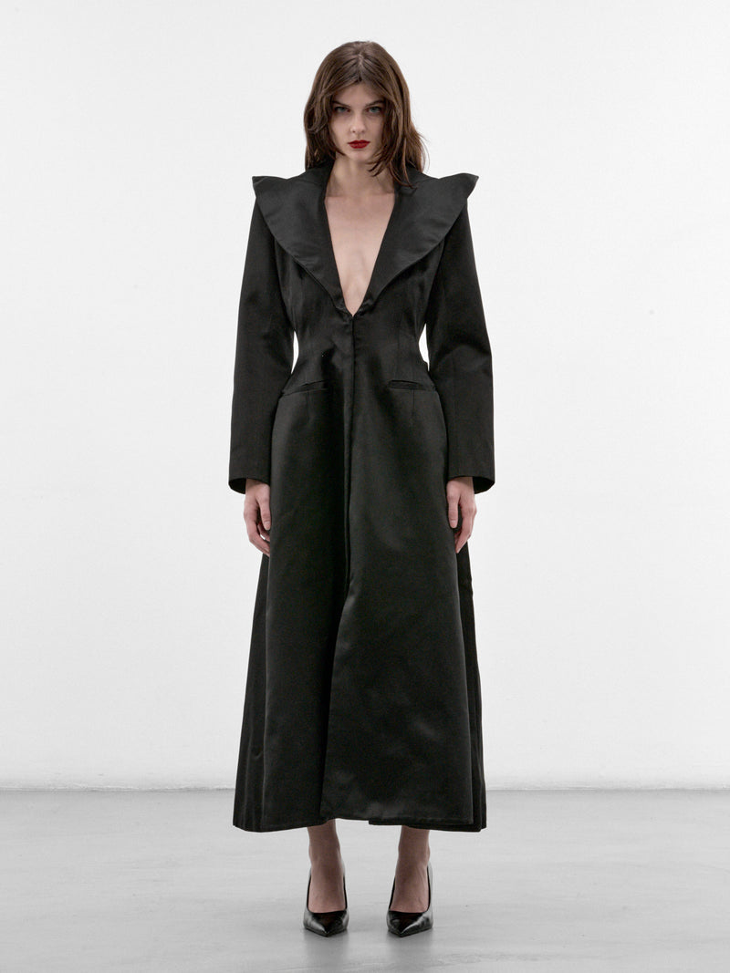 Catherine Black Silk Coat (MAT03C104-BLACK)