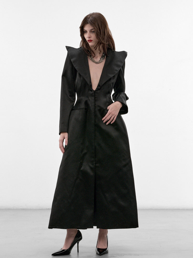 Catherine Black Silk Coat (MAT03C104-BLACK)