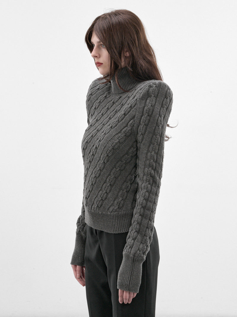 Jacqueline Gray Cable-Knit Sweater (MAT03N103-GRAY)
