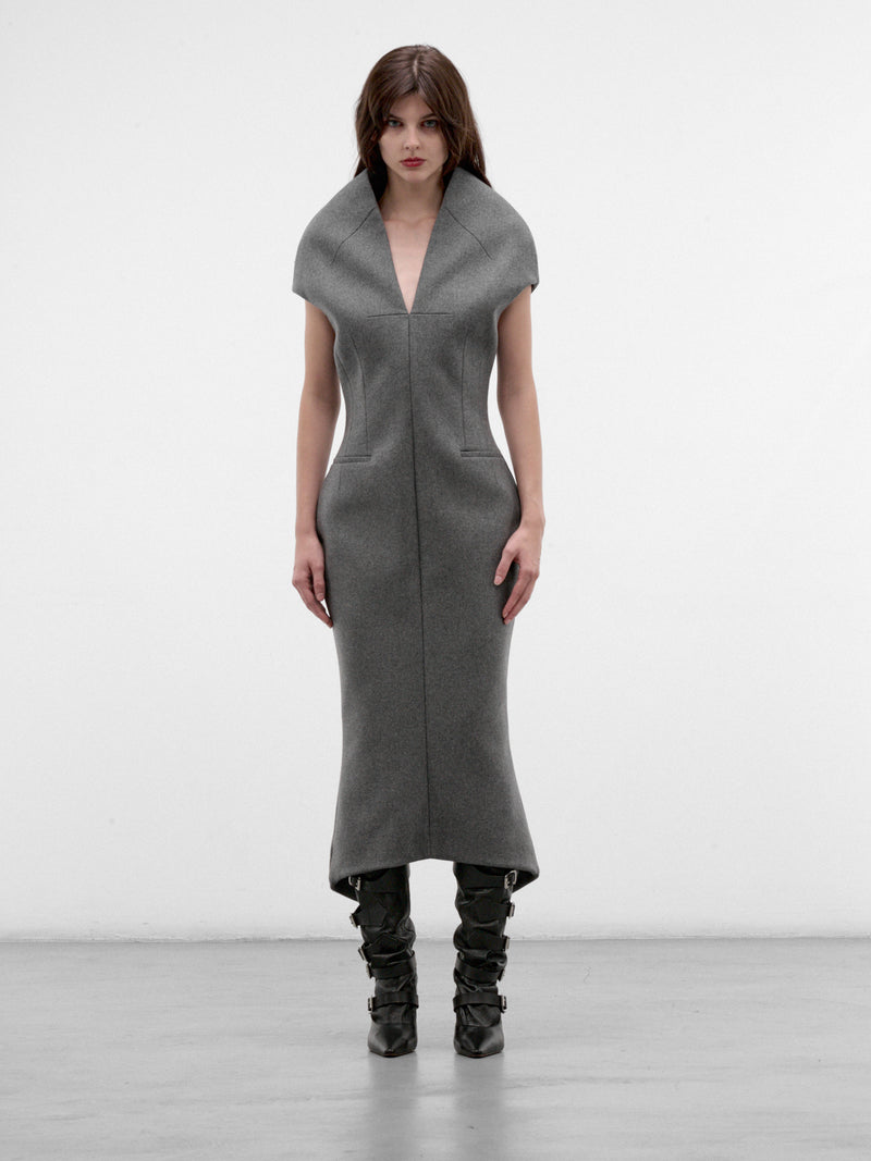 Gray Sculptural Sleeveless Maxi Dress (MAT03O101-GRAY)