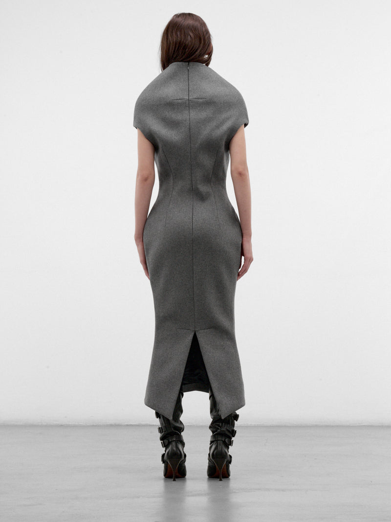 Gray Sculptural Sleeveless Maxi Dress (MAT03O101-GRAY)